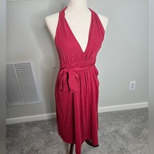 Tahari Red Wrap Around Halter Dress Size M